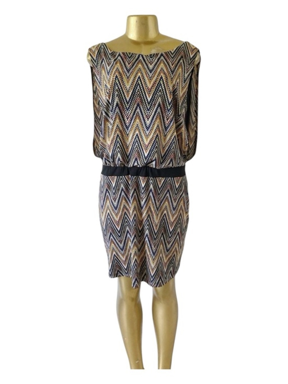Enfocus Studio Dress Womens Size 12 Chevron Tribal Blouson Sleeveless Lined